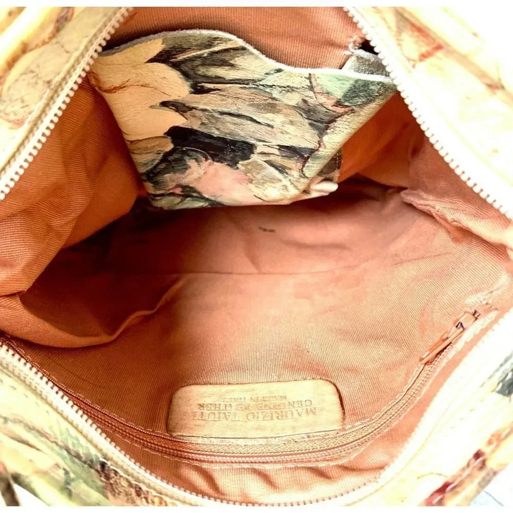 MAURIZIO TAIUTI FLOWERS MULTICOLOR GENUINE LEATHER X-BODY MESSENGER SHOULDER BAG